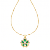 Gold Green Clover Crystal Pendant Necklace — yellow gold, teardrop