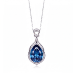 Alindra Feymorra Necklace, blue pear sapphire — White gold, vertical chain