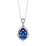 Alindra Feymorra Necklace, blue pear sapphire — White gold, vertical chain