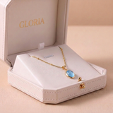 Chic Gold Stainless Steel Water Drop Opal Pendant Necklace