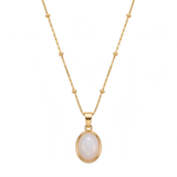Chic Gold Stainless Steel Water Drop Opal Pendant Necklace