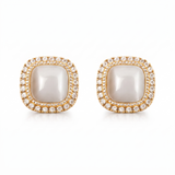 Chic Square Opal and CZ Crystal Stud Earrings