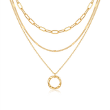 Classic Gold Layered Necklace with Pendant Design