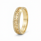Gold Filigree Band Ring with Crystal Edges