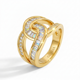 Gold Knotted Crystal Statement Ring