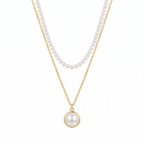 Gold Layered Pearl Pendant Necklace