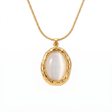 Gold Plated Oval Cat Eye Opal Necklace