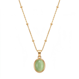 Chic Gold Stainless Steel Water Drop Opal Pendant Necklace