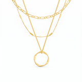 Open Circle Three Row Necklace | Gold