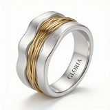 Silver Ring with Golden Thread Design