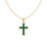 Solene Emerald Cross Pendant Necklace | Gold