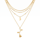 Sophisticated Golden Rose Pendant Necklace