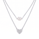 Sophisticated Heart and Pearl necklace