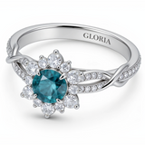 Stunning White Gold Turquoise Floral Ring