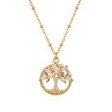 Tree of Life Necklace with Zirconia in Gold