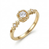 Vintage Crystal Bright Golden Ring