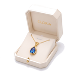 Alindra Feymorra Necklace, blue pear sapphire — Yellow gold, in GLORIA gift box