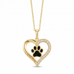 Heartfelt Paw Print Pendant Necklace — yellow gold, vertical chain