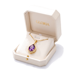 Elegant necklace with purple crystal — gold, gift box