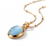 Chic Gold Stainless Steel Water Drop Opal Pendant Necklace