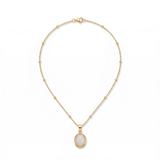 Chic Gold Stainless Steel Water Drop Opal Pendant Necklace