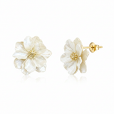 Chic White Acrylic Flower Stud Earrings