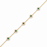 Elegant Daisy Bracelet with Green Crystals