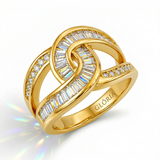 Gold Knotted Crystal Statement Ring