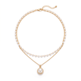 Gold Layered Pearl Pendant Necklace