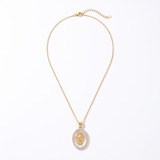 Gold Mary Oval Pendant Necklace