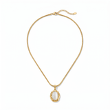 Gold Plated Oval Cat Eye Opal Necklace