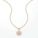 Gold Sunflower Crystal Pendant Necklace