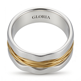 Silver Ring with Golden Thread Design