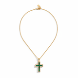 Solene Emerald Cross Pendant Necklace | Gold