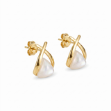 Vintage Cross Triangle Pearl Dropping Earrings