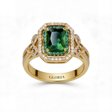 Elegant Golden Emerald Stone Ring