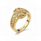 Exotic Floral Zirconia Gold Ring