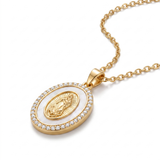 Gold Mary Oval Pendant Necklace