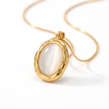 Gold Plated Oval Cat Eye Opal Necklace