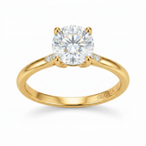 Gold Plated Solitaire Crystal Engagement Ring