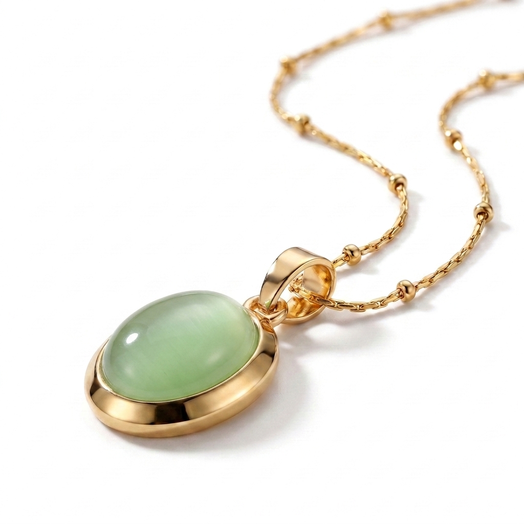 Chic Gold Stainless Steel Water Drop Opal Pendant Necklace
