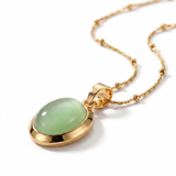 Chic Gold Stainless Steel Water Drop Opal Pendant Necklace