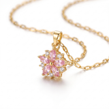 Romantic Pink Sakura Stainless Steel Necklace