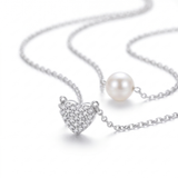Sophisticated Heart and Pearl necklace