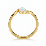 Timeless Round Rainbow White Fire Opal Ring