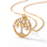 Tree of Life Necklace with Zirconia in Gold