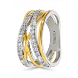 Two-Tone Crossover Zirconia Band Ring