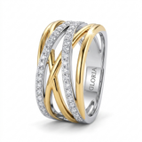 Two Tone Crossover Zirconia Band Ring