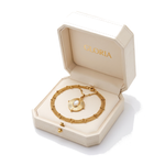 Monique Vintage Stone Necklace — yellow gold, in GLORIA gift box