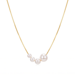 Elegant Gold Necklace with Freshwater Pearls — yellow gold, teardrop
